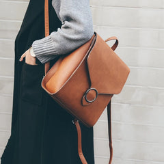 Women Backpack PU Leather Retro Female bag schoolbags Teenage Girl High Travel