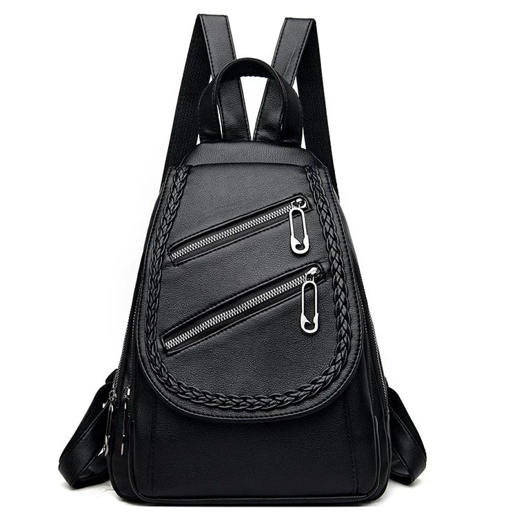 Red Leather Backpack for Women High School Travel Bags