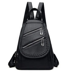 Red Leather Backpack for Women High School Travel Bags