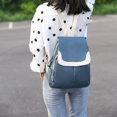 Soft PU Leather Women Backpack Large Capacity College Bag