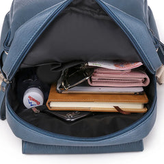 Soft PU Leather Women Backpack Large Capacity College Bag