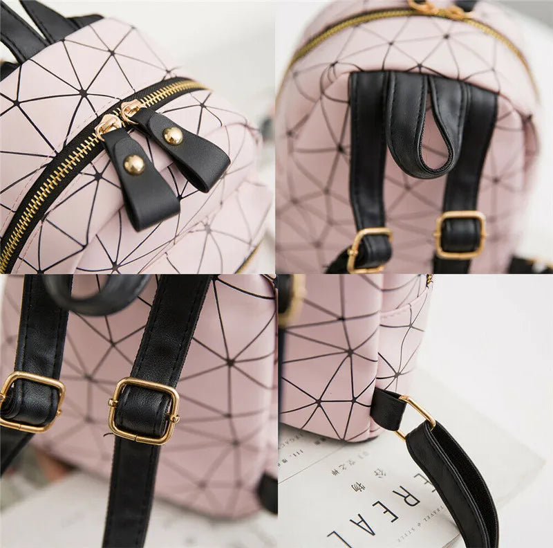 Women Geometry PU Leather Backpack Mini Backpack Lot Girls