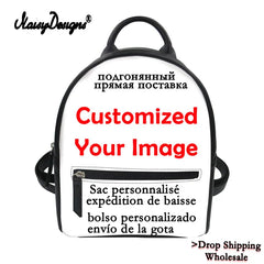 Dinosaur Animals Print Small Backpack PU Leather Girls Travel Daypack