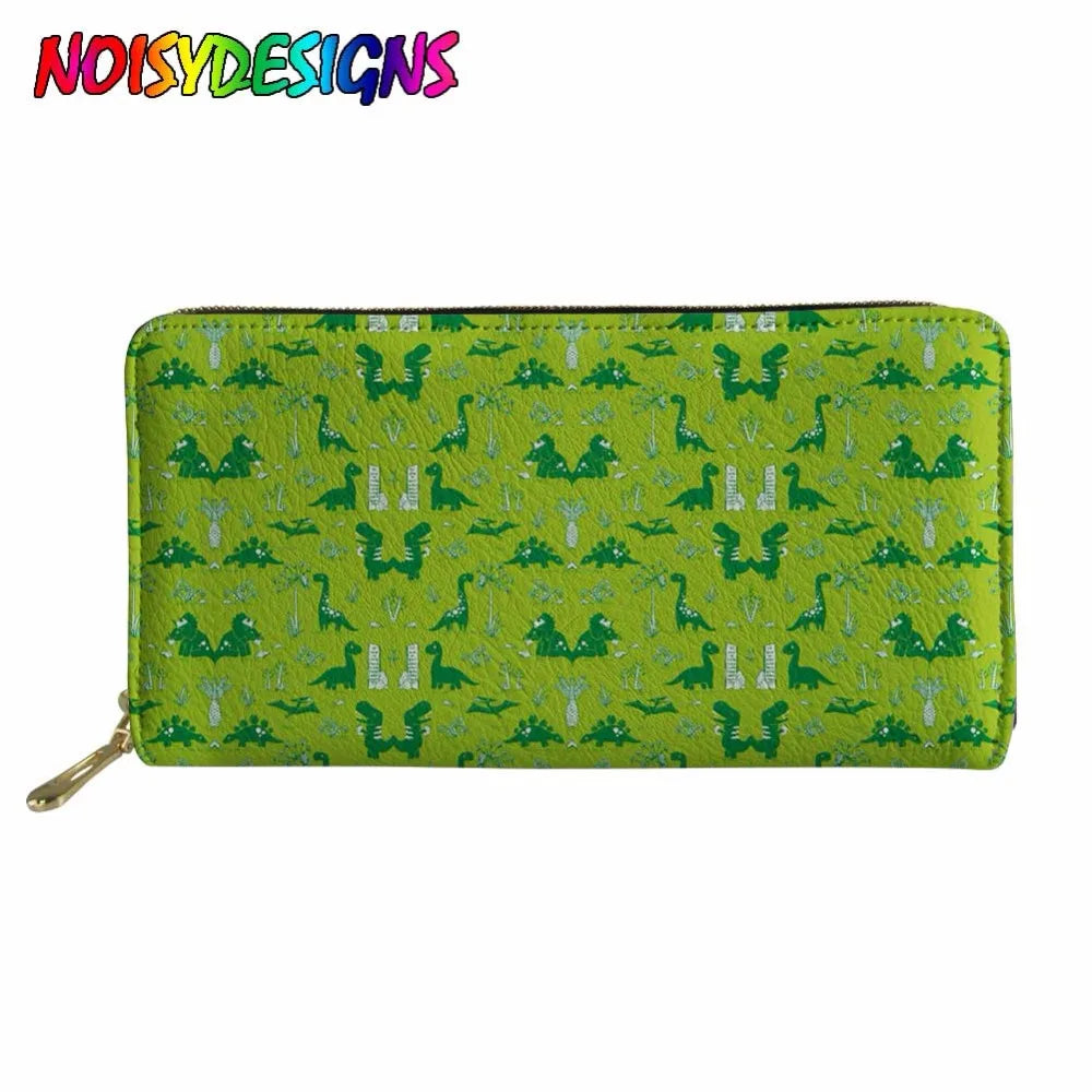 Dinosaurs In Space Wallet for Credit Cards PU Leather Purse Organizer