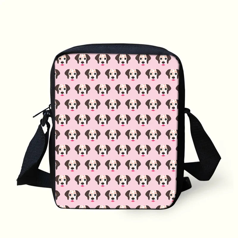 Dog Pattern Messenger Crossbody Bag Girls Handbags Shoulder Bags