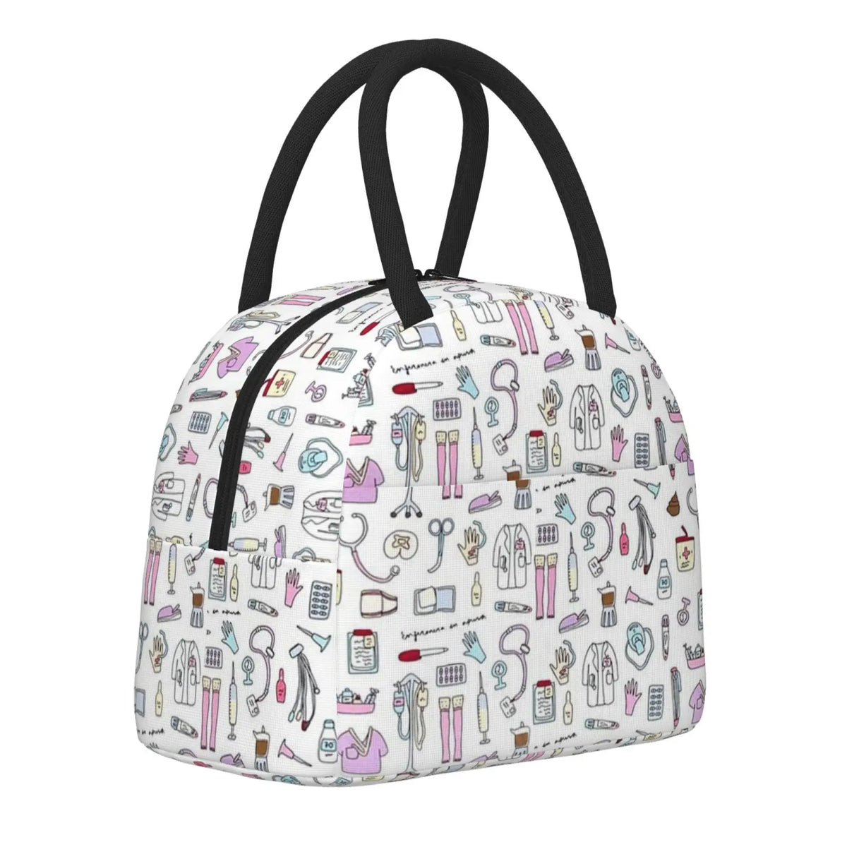 Travel Nurse Bag Insulated Lunch Bags Women Nurse Print Food Case School Cooler