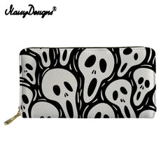 Skull Print Wallet for Women, Cash Holder & Phone Clutch