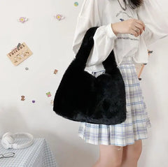 NONSAR Plush Tote Bag Women's Shoulder Messenger Armpit Bag
