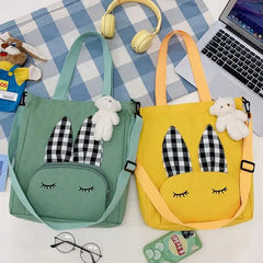 NONSAR Canvas Tote Bag Student Tutoring Cartoon Shoulder School Bag