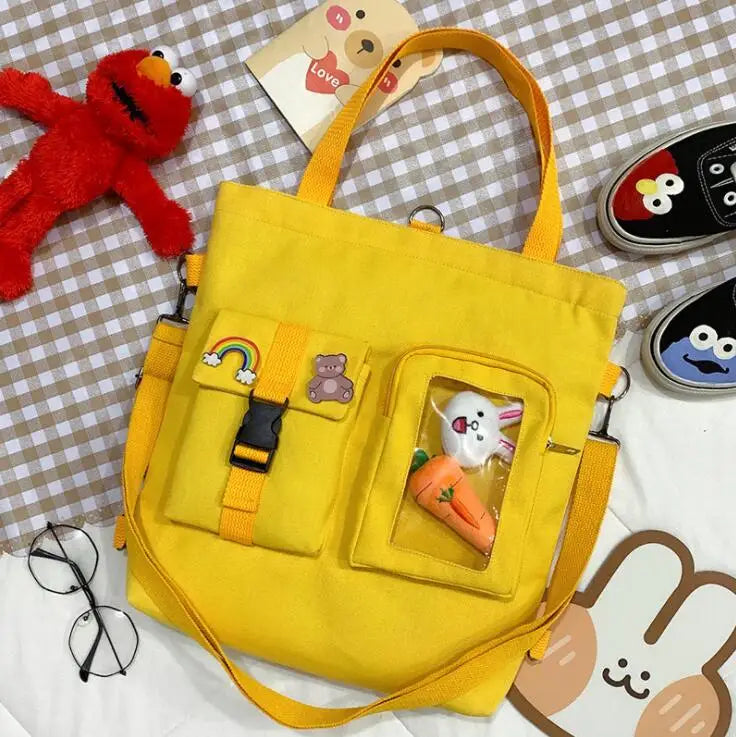 Large-Capacity Canvas Tote Bag Student Tutoring Shoulder School Bag