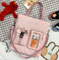 Large-Capacity Canvas Tote Bag Student Tutoring Shoulder School Bag
