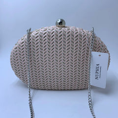 Oval Shape Knitting Box Case Clutch Evening Bag Pink Drop