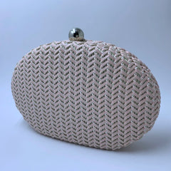 Oval Shape Knitting Box Case Clutch Evening Bag Pink Drop