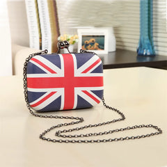 National Flag Handbag Women Chains Box Clutches