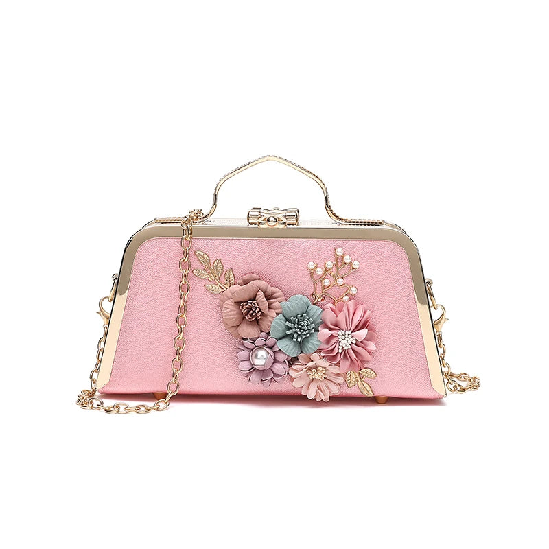 Flower Metallic Shoulder Bag for Women