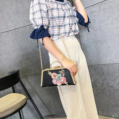 Flower Metallic Shoulder Bag for Women