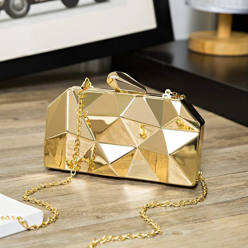 Acrylic Box Clutch Evening Bag Elegant Chain Handbag for Party