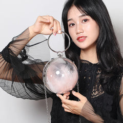 Transparent Circular Chains Clutch Bag for Women Evening Party Dinner Makeup