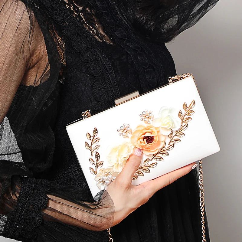 Floral Chains Clutch Bag Evening Dinner Party Makeup Bag