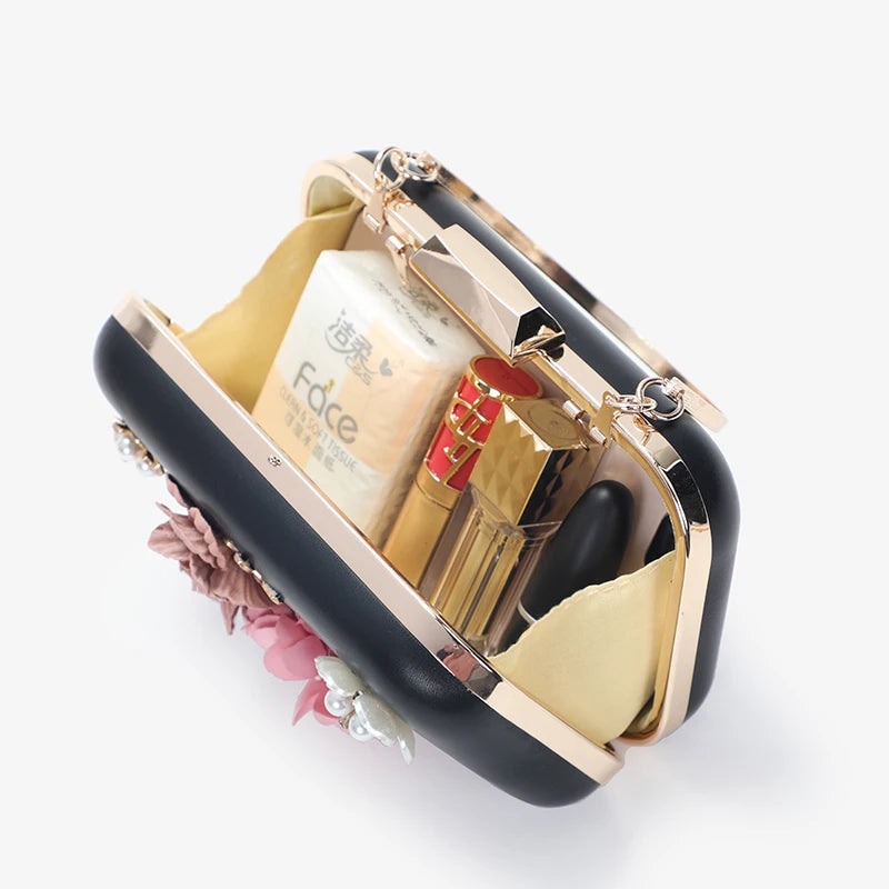 Women Flower Chain Wedding Clutch Pouch