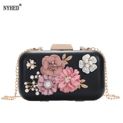 Women Flower Chain Wedding Clutch Pouch