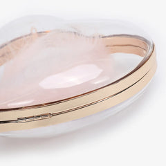 Transparent Heart Box Clutch Chains Makeup Pouch