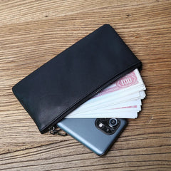 Men's Leather Long Wallet Zipper Ultra-Thin Retro Hand Mobile Phone Bag