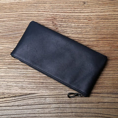 Men's Leather Long Wallet Zipper Ultra-Thin Retro Hand Mobile Phone Bag