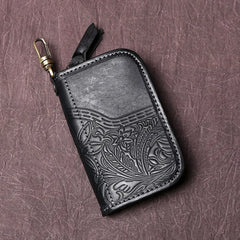 NZPJ Leather Key Bag, Cowhide Purse, Vintage Vegetable Tanned ID Bag