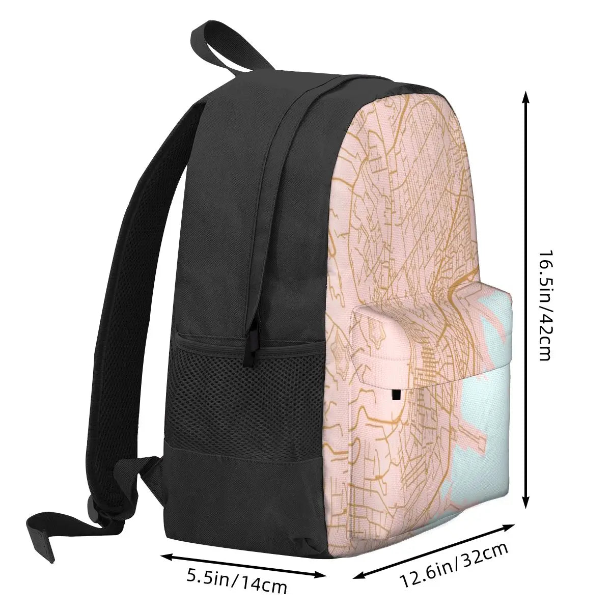 Naples Map Backpack Men's Women's Bags Reusable