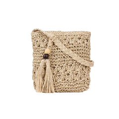 Vintage Tassel Straw Woven Bag Women Shoulder Messenger Bag