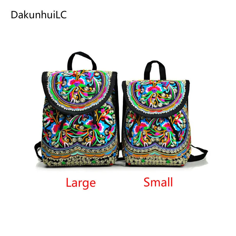 Vintage Embroidery Ethnic Backpack Flower Travel Shoulder Bag