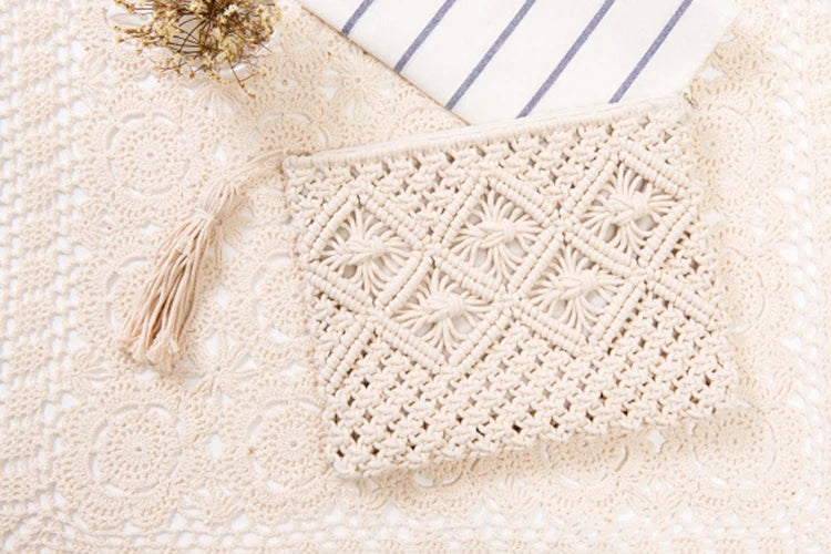 National Style Straw Handbags Vintage Rattan Beach Bag Tote