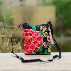 National Women Ethnic Peony Min Shoulder Bag Embroidery Handbag