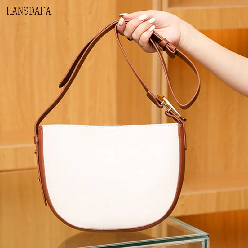 Soft Cow Leather Bucket Handbag for Women
