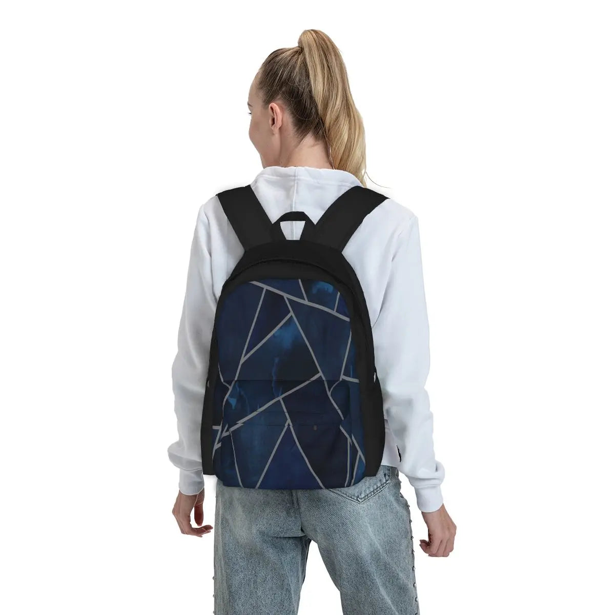Navy & Grey Geo Backpacks Eco Friendly Backpack