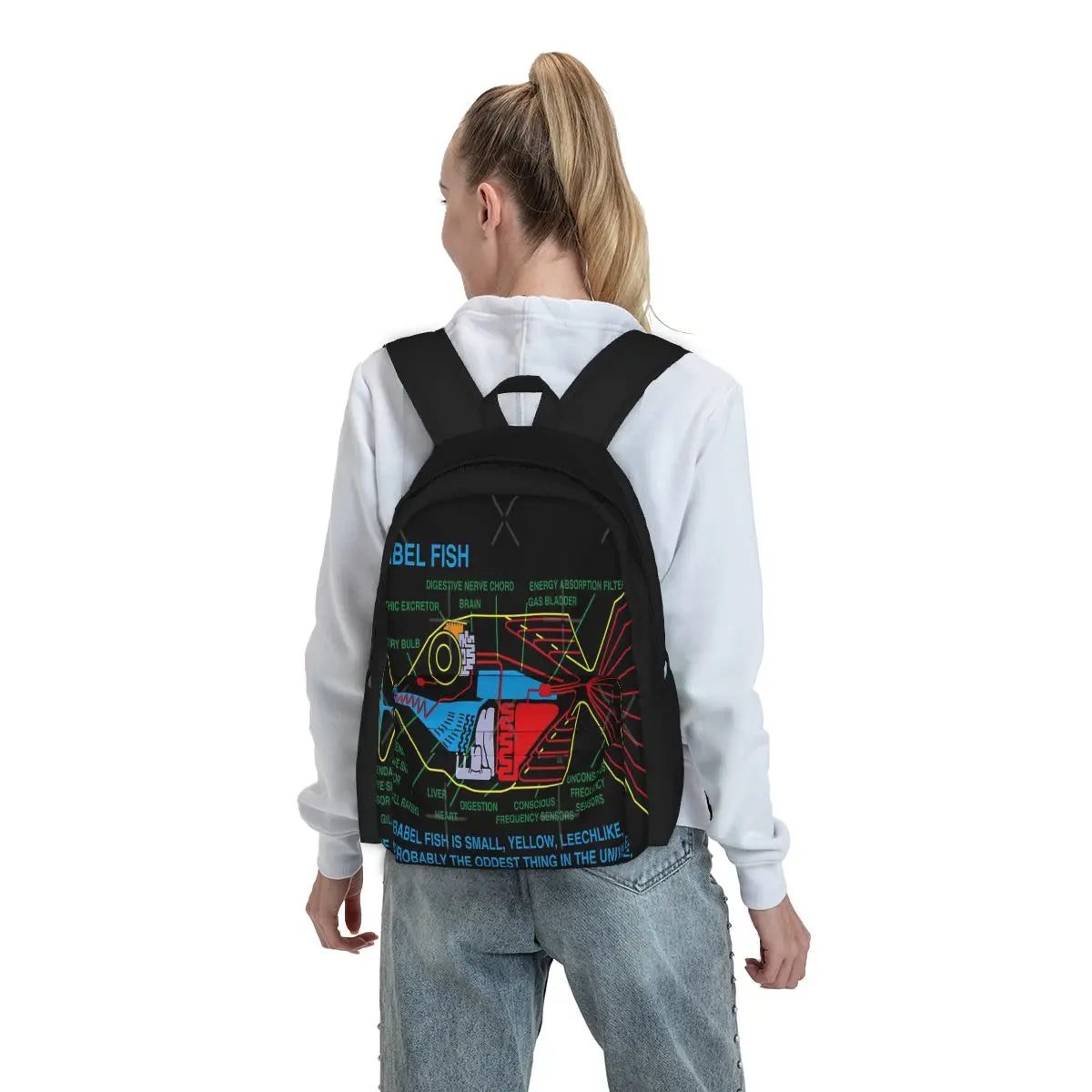 Ndvh Babel Fish H2G2 Backpacks Men's Backpacks Bags For Women