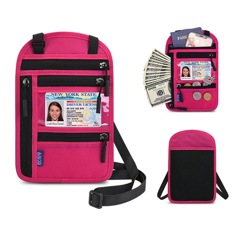 RFID Blocking Neck Pouch Passport Holder