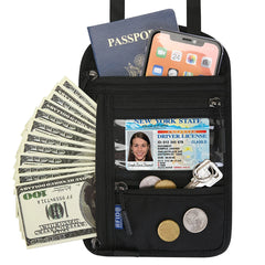 RFID Blocking Neck Pouch Passport Holder