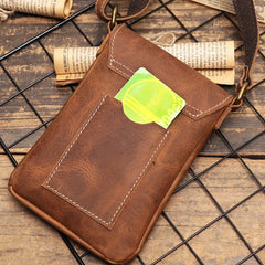 Vintage Brown Leather Mini Shoulder Messenger Bag