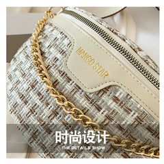 Woven Chest Bag Women Ins Chain Small Waist Messenger Bag