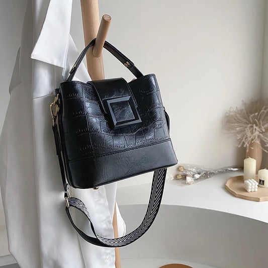 Red Crocodile Pattern Mini Bucket Shoulder Bag