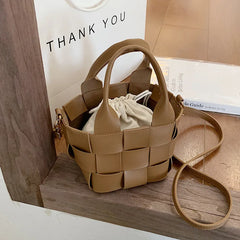 Mini Woven Crossbody Bag for Women, High-quality Handheld Bucket Bag