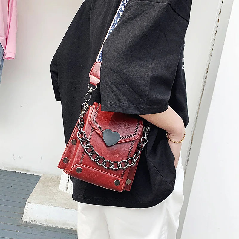 Wild Texture Messenger Bag with Wide Shoulder Strap