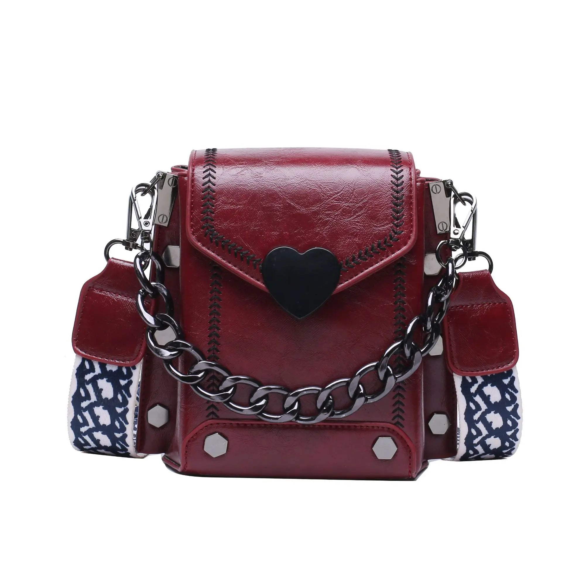 Wild Texture Messenger Bag with Wide Shoulder Strap