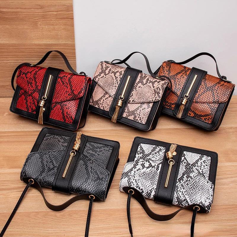 Snake Pattern Pendant Women's Shoulder Bag Hand Bag Single Shoulder Cross Bag