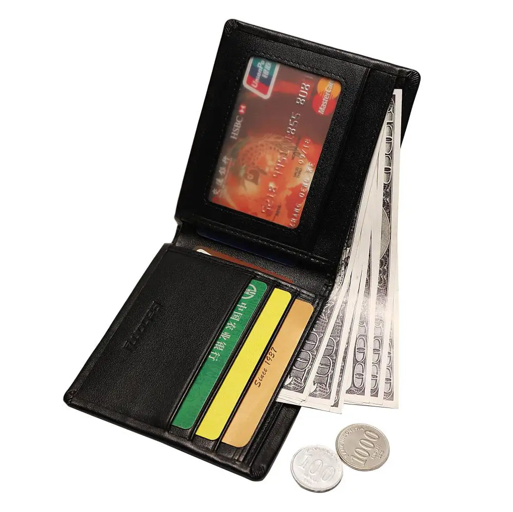 Genuine Leather Bifold Wallet Men Purses