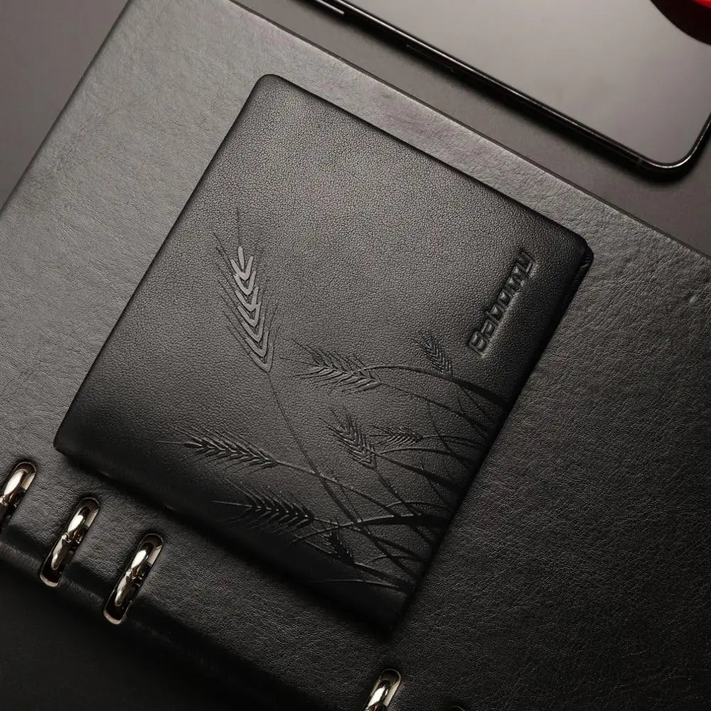 Genuine Leather Bifold Wallet Men Purses