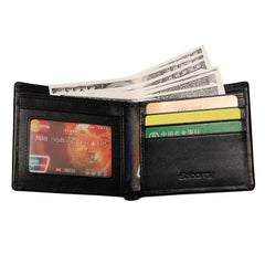 Genuine Leather Bifold Wallet Men Purses