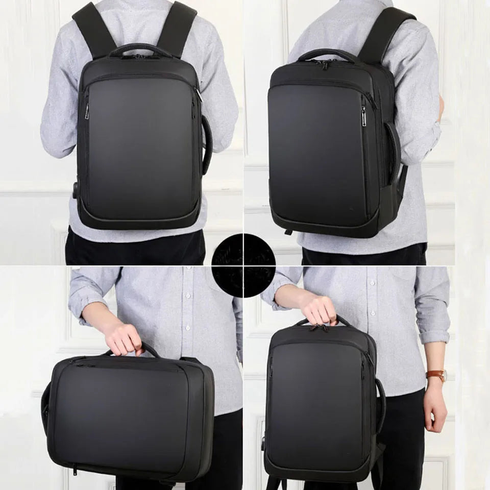 15.6in Laptop Backpack Men's Business Waterproof Bag USB Charging